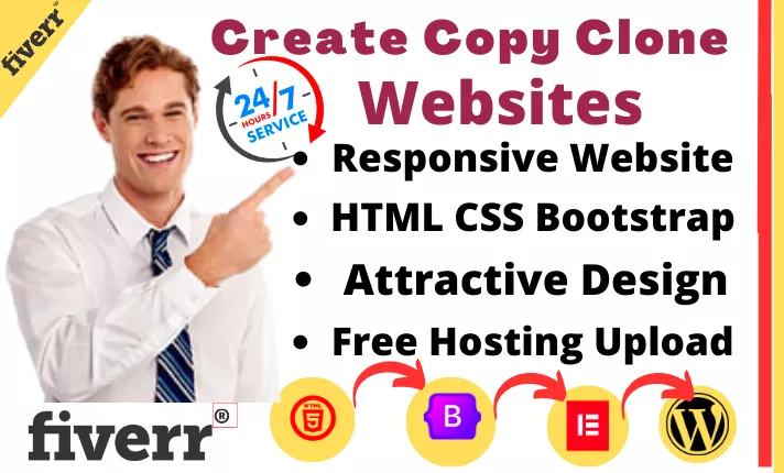 Copy clone website create html css bootstrap website